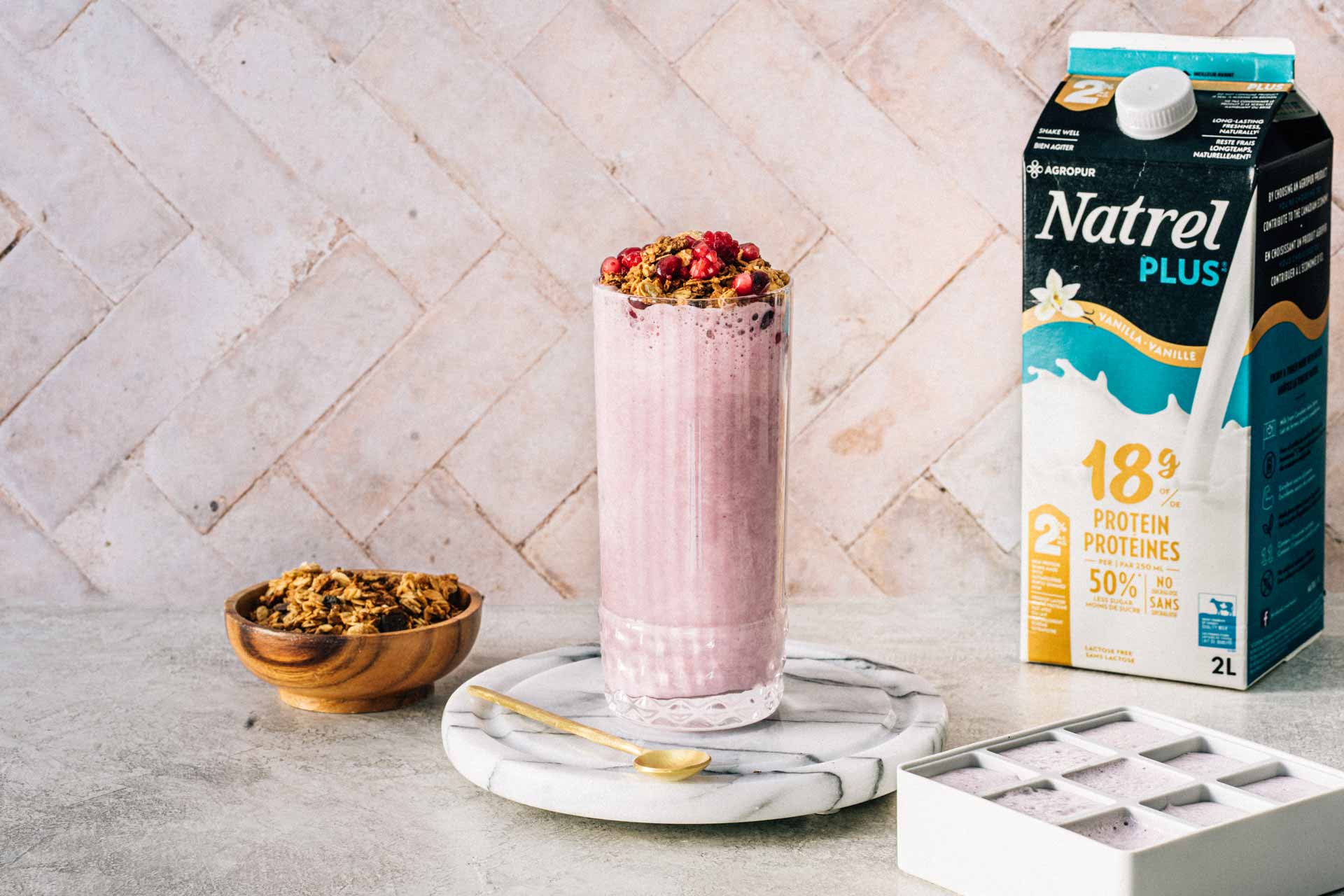 Natrel Plus Vanilla and Raspberry Protein Smoothie