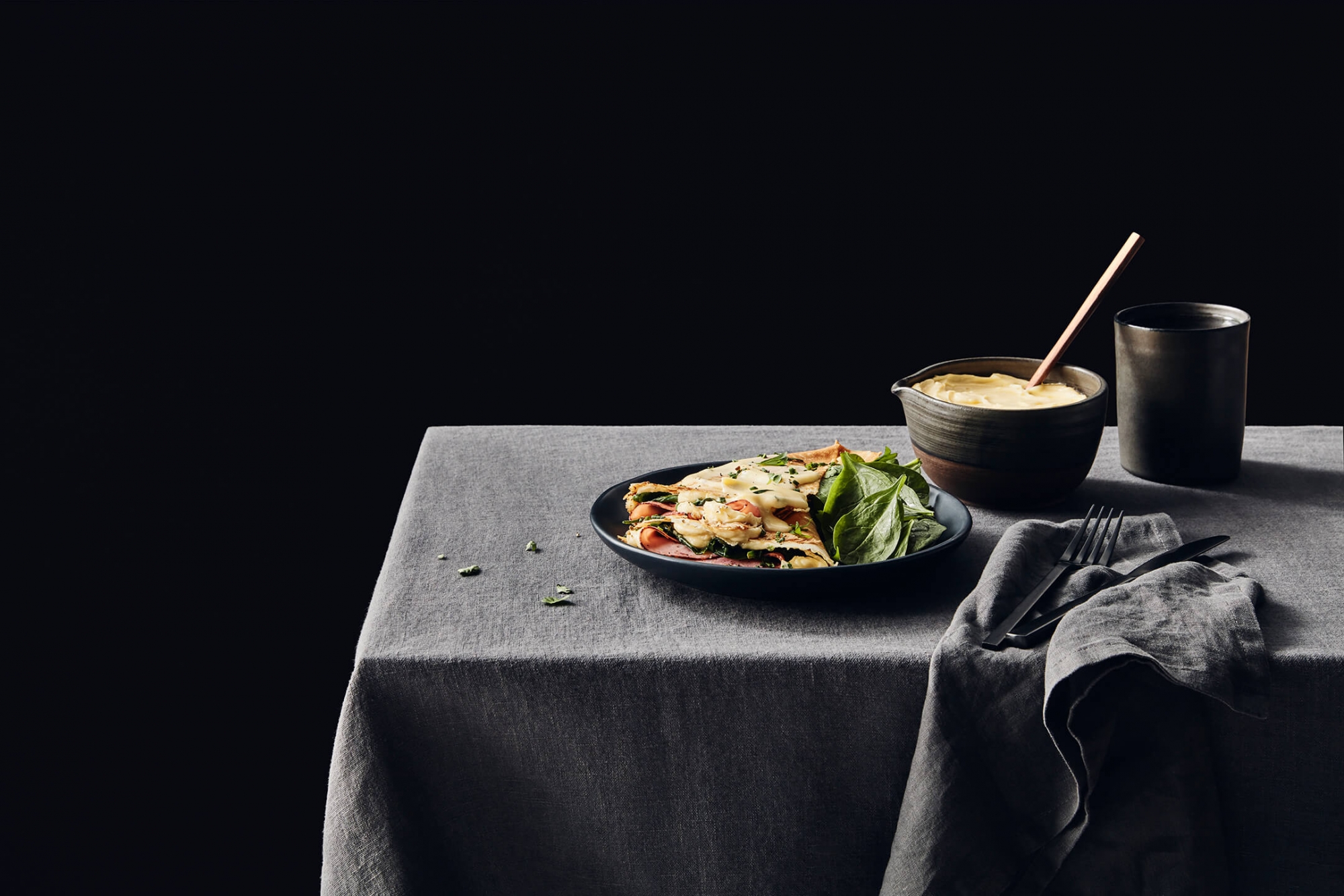 Crêpes jambon, fromage et épinards-image