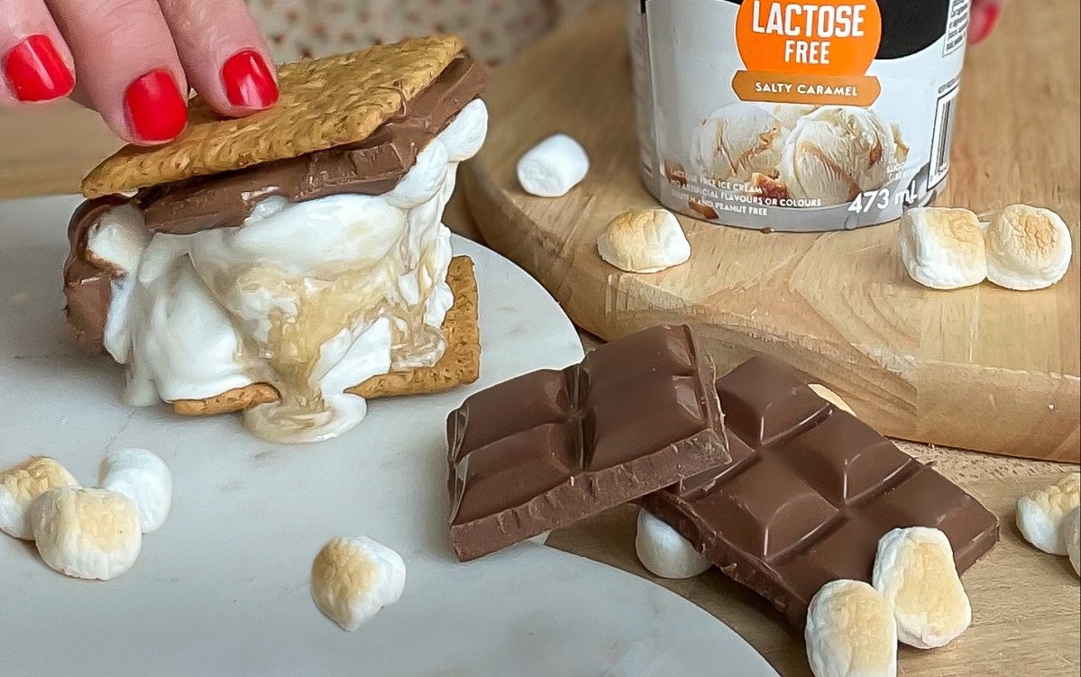 Lactose Free Salted Caramel Ice Cream & Chocolate S'mores Natrel