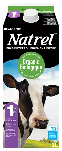 Lait finement filtré biologique 1 % Natrel