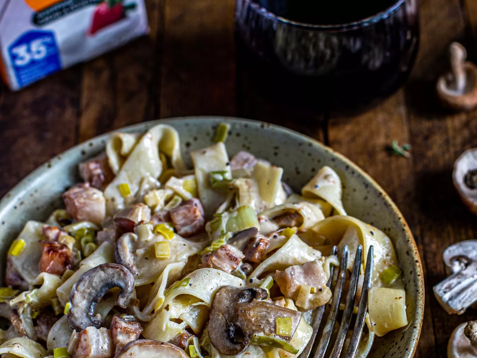 Pappardelle crémeuses sans lactose aux champignons