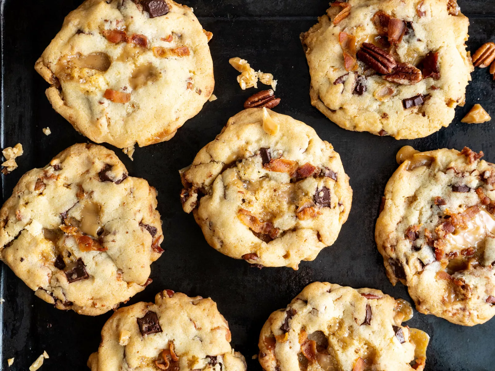 Caramel, Pecan and Bacon Cookies