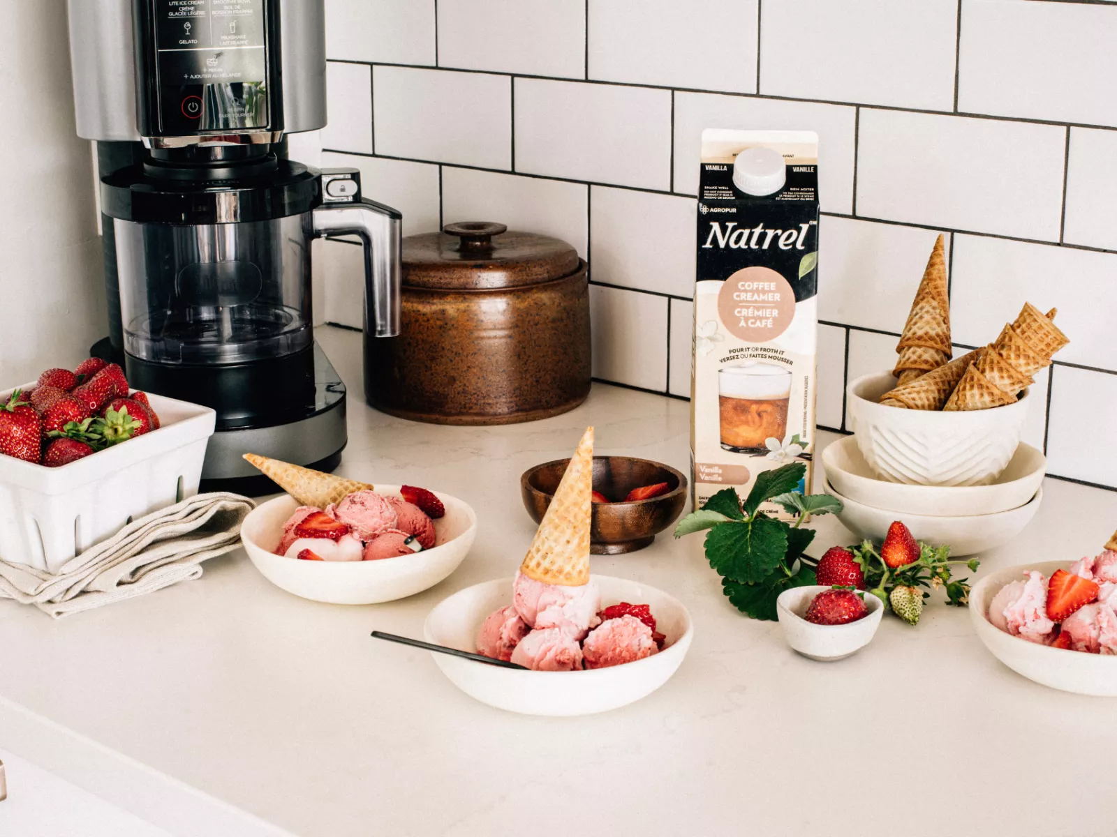 Two-Ingredient Vanilla Strawberry Ice Cream