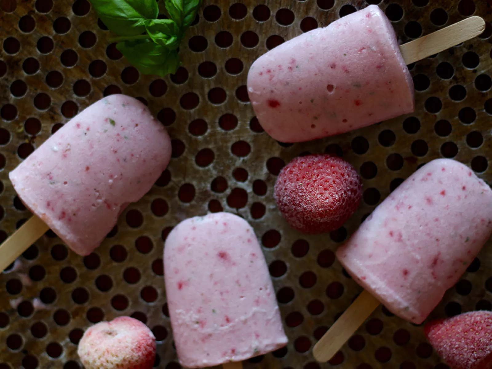 Easy strawberry-basil popsicles
