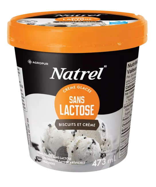 Natrel Crème Glacée Sans Lactose Biscuits et Crème